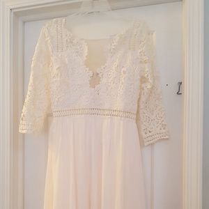 Ivory maxi dress with crocheted detail
